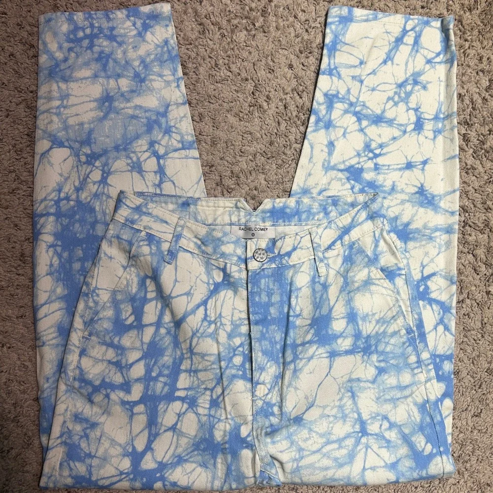Rachel Comey Target Blue White Batik Tie Dye Straight Leg Denim Jeans Womens 2